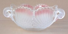 Ancienne coupe CRISTAL 2 CYGNE WALTHER GLAS ? ailes ROSE ronde déco table Noël