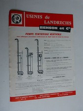  prospectus catalogue agricole  RENSON ET Cie : pompe centrifuge verticale