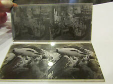 2 anciennes plaques verre stereo photo fete foraine maneges attractions 