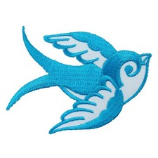 Patch Ecusson - Hirondelle - turquoise-blanc - tête droite 