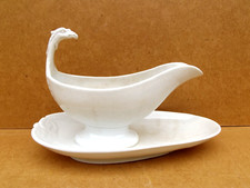 Saucière en faience Blanche tête d'aigle Lunéville Keller & Guérin