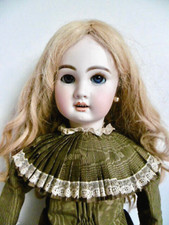 JOLIE POUPÉE ANCIENNE TÊTE BISCUIT SFBJ MOULE JUMEAU T12 BEAUX HABITS Ht 62 cm