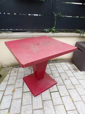 ANCIEN TABLE KUB TOLIX BISTROT-80x80cm-rouge-DESIGN 50 60-Xavier Pauchard