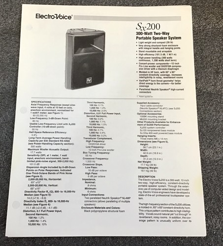 Electro voice sx200 300watt - electro-voice,