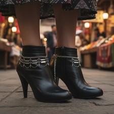 Femme 2PCS Argent Métal