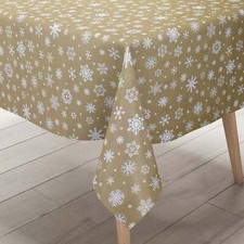 Table Nappe Noël Précisée P1096-01 Or Carrée Ronde Ovale