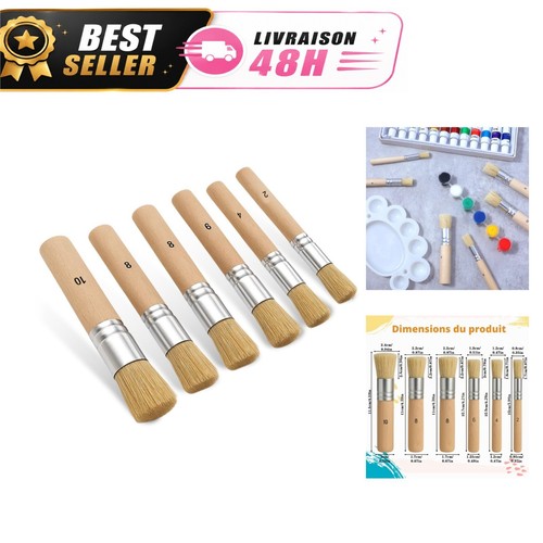 Lot pinceaux ronds en - 6,