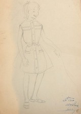 Tableau crayon 1960 fille