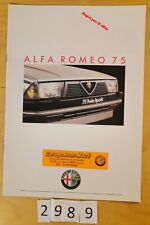 ALFA ROMEO 75 avec TURBO EVOLUZIONE Prospectus Fr 20 pages 01/1987
