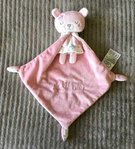 Doudou ours rose blanc fleurs - doudou,