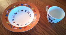 ASSIETTE ET TASSE  ENFANTS DECOR CHIEN CHAT    VILLEROY ET BOCH