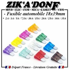 Fusible automobile 18x19mm 2A 3A 5A 7,5A 10A 15A 20A 25A 30A 35A par lot de 2