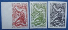 Cote d'Ivoire, essais de couleur non dentelés n°220, colobe, 1963-1964