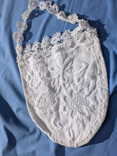 Sac ouvrage toile brodée - sac,