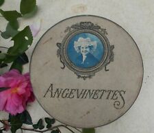 ANCIENNE BOITE RONDE CARTON   PUBLICITAIRE ANGEVINETTE BONBONS CHOCOLAT DRAGEE