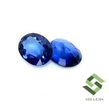 7x5.25 MM Saphir Naturel Bleu Coupe Ovale Paire 1.98 Cts Calibré Ample Gemme