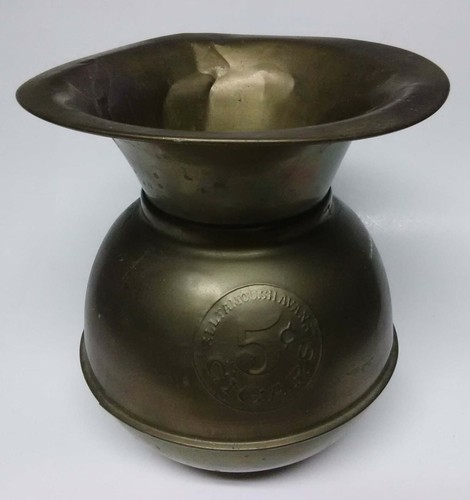 Vintage metal spittoon all - metal,