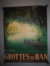 AFFICHE ORIGINALE ENTOILEE ; TRES DECORATIVE POUR UN SPELEOLOGUE.