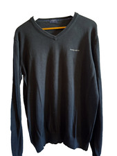 HACKET pull col v noir en coton taille xl