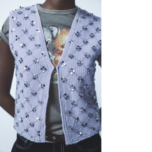 New zara beaded knit vest - beaded,