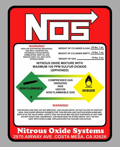 Autocollant nos nitrous oxide - nos,