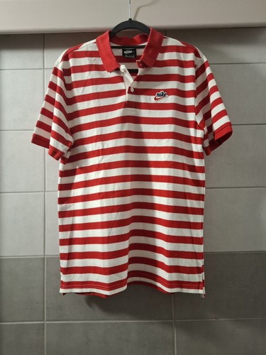 Polo nike rayé - rouge, blanc