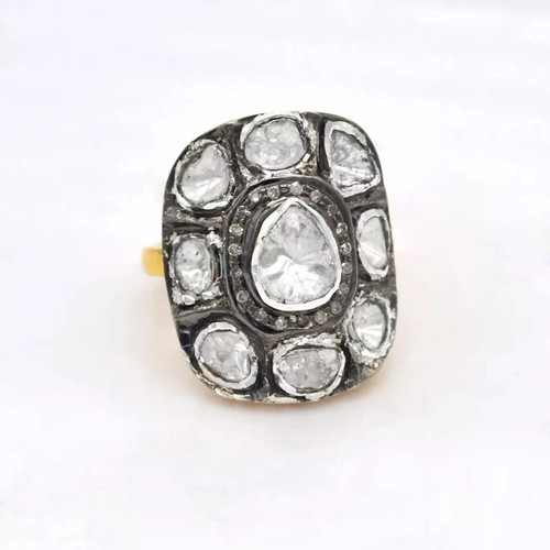 Bague cocktail diamant polki - cocktail,