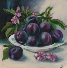 BELLE NATURE MORTE aux prunes