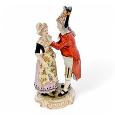 19th Siècle Royal Vienna Porcelaine Romantique Couple Figurine Soldat Avec Lady