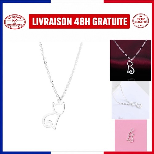 Collier pendentif chat - collier,