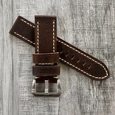 Épais Marron Bracelet Montre Cuir Pour Panerai Luminor Marina Radiomir