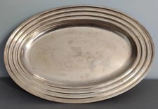 Ancien Grand Plat Ovale Métal Argenté Christofle Vintage Année 50
