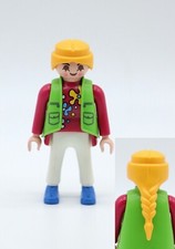 PLAYMOBIL FEMME cycliste blonde tenue rose verte fleurs - Vélo remorque 3068