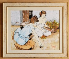 ** TABLEAU DE BERNARD DUFOUR "JEUNES FEMMES AUX FLEURS"