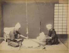 Japon, Spinning Wool Vintage Albumen Print, Japan Tirage albuminé  21x27  