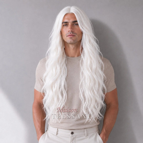 Perruque homme blanc cm - blanc, 61