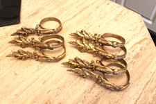 7 supports tringle à rideau en bronze ancien marque Ch R feuille fruit olivier