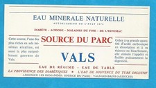 ANCIENNE ETIQUETTE EAU MINERALE VALS LES BAINS ARDECHE SOURCE DU PARC DIABETE