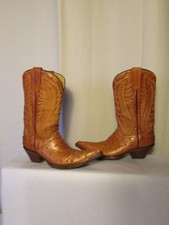 bottes santiags rudel cuir d'autruche et cuir  camel pointure usa 5