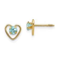 14K or Jaune Aigue-Marine Pierre de Naissance Coeur Boucles D'Oreilles Madi K