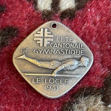 Fête Cantonale De Gymnastique Médaille Suisse 1931 par HUGUENIN LE LOCLE BE Rare