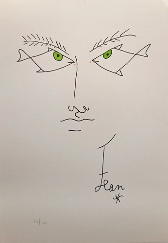 Lithographie visage aux