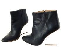Bottes en cuir noir Maison Martin Margiela H&M - talons compensés plexi taille 36 US 5