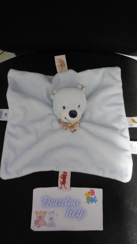 Doudou plat ours bleu clair - ours,