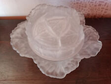 PORTIEUX FRANCE - BONBONNIERE en CHOUX - verre givré incolore - signé