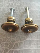 Lot De 2 Ancienne Poignée Ronde Tiroir Table De Nuit Meuble Commode Laiton