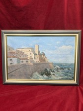 Tableau Ancien PAYSAGE BASQUE MER PEINTRE MALBEQUI