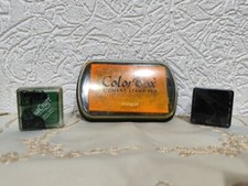3 encres (encriers) pour tampon - orange noir et vert - voir photo