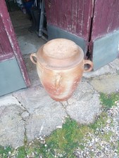 Saloir ancien / Jarre en terre cuite avec couvercle "salière"