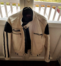 Blouson REDSKINS Cuir XL Occasion vintage beige blanc cassé used  usé  d'origine